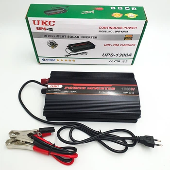 Перетворювач напруги 1300W 12V-220V автомобільний інвертор з функцією зарядки акумулятора 10A модифікована синусоїда DC-AC UKC UPS-1300A
