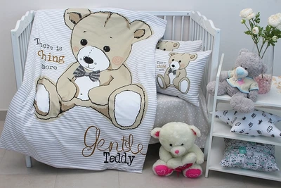 Детский комплект в кроватку Tag Tekstil 100% хлопок Teddy grey