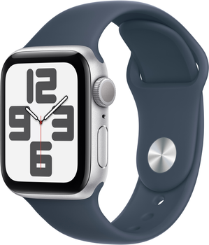 Смарт-годинник Apple Watch SE (2023) GPS 40mm Silver Aluminium Case with Storm Blue Sport Band - S/M (MRE13)