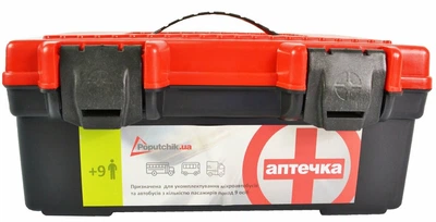 Аптечка медична автомобільна універсальна, згідно з ТУ, пластиковий футляр. TR_02-011-P