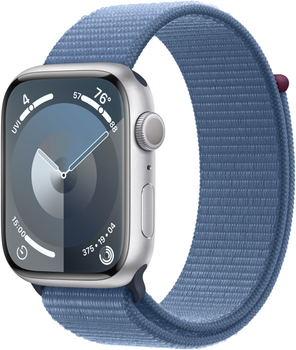 Smartwatch Apple Watch Series 9 GPS 45mm Silver Aluminium Case with Winter Blue Sport Loop (MR9F3)