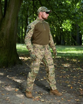 Військова тактична форма Мультикам з наколінниками, літня військова форма мультикам Multicam костюм демісезонний 60