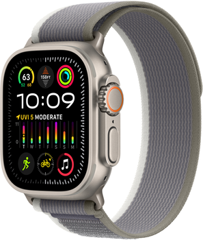 Smartwatch Apple Watch Ultra 2 GPS + Cellular 49mm Titanium Case with Green/Grey Trail Loop - S/M (MRF33)