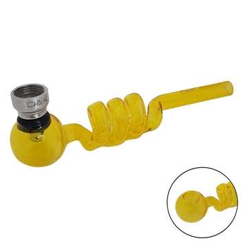 Спиральная Курительная Трубка Из Стекла "Yellow Spiral"