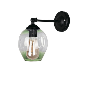 Настенный светильник Бра лофт Light House LS-18142F-1 BK+GR черный, плафон прозрачный с зеленым