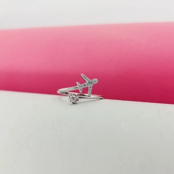 Кольцо Серебряное Самолет Shiny