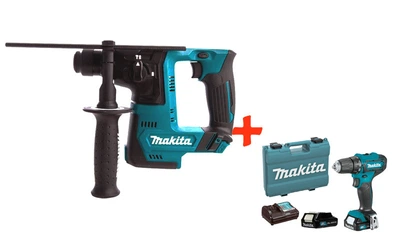 Аккумуляторный перфоратор Makita HR140DZ + акк шуруповерт DF333DWYE + 2 акб 12 V 1.5 Ah + з/у + кейс