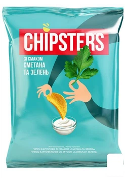 Чипсы натуральные Сметана Зелень 130 г ТМ "CHIPSTER`S" (98745)