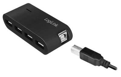 USB-хаб Logilink на 4 USB 2.0 порти з блоком живлення чорний (4052792004410)