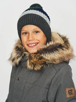 Детская зимняя шапка-бини вязаная с помпоном для мальчика Coccodrillo Accessories Winter Boy ZC2364311AWB-022 48 см Разноцветная (5904706006180)