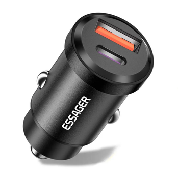 Автомобильное зарядное устройство Essager ES-CC07 30W USB+Type-C PD+QC3.0 Черный