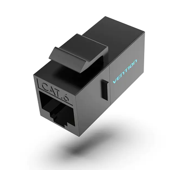 З'єднувач витої пари RJ45 Vention IPVW0 Cat6 Cat5e роз'єм-подовжувач Ethernet Black