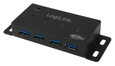 USB Hub Logilink na 4 porty USB 3.0 z zasilaczem czarny (4052792000948)