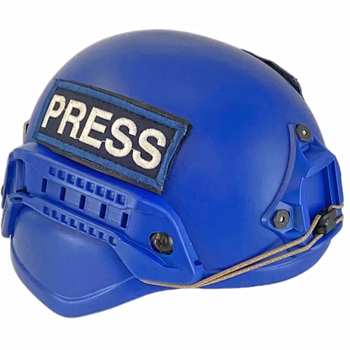 Каска шлем для военных журналистов кевларовая Производство Украина ОБЕРІГ F2(синий)клас 1 ДСТУ NIJ IIIa