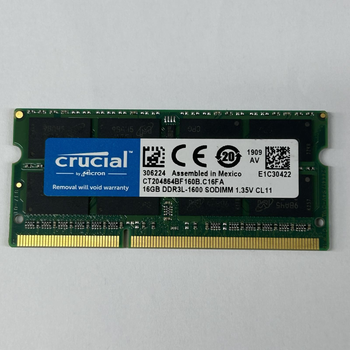 Оперативна пам'ять для ноутбука Crucial SODIMM 1.35V DDR3L 16Gb 1600Mhz (одна планка х 16Gb)