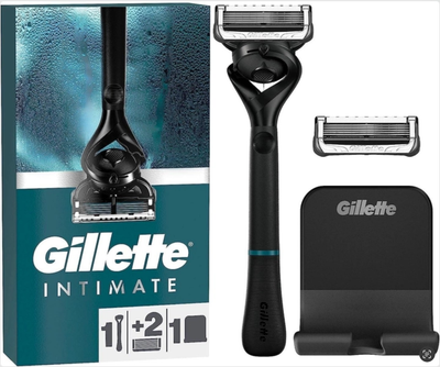 Станок (бритва) для інтимных зон Gillette Intimate з 2 змінними касетами і тримачем для душу чорний