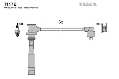 Кабель запалювання к-кт TESLA Hyundai Tesla (T117B)