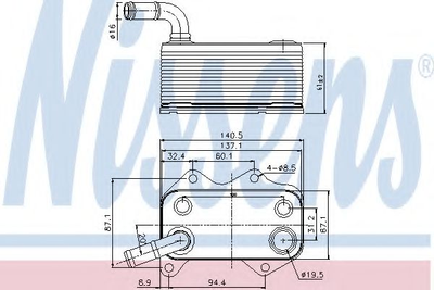 Масл.рад. AI A 1/S 1(10-)2.0 TFSI(+)[OE 06D117021C] Nissens (90660)