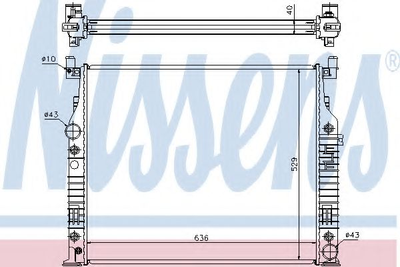 Радіатор MB GL W 164(06-)GL 320 CDI(+)[OE 251 500 00 03] Nissens (62576A)