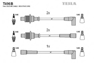 Кабель зажигания к-кт TESLA Citroen, Peugeot 86-94 1,5 Tesla (T496B)