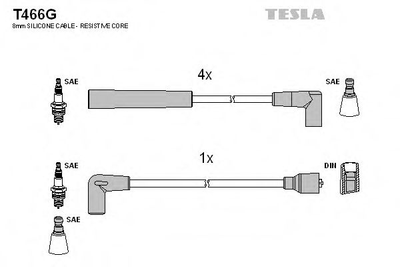 Кабель зажигания к-кт TESLA Ford Orion, Scorpio, Sierra 82-93 1,4 Tesla (T466G)