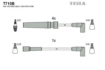 Кабель зажигания к-кт TESLA Daewoo Nexia 1,5 93-99 Tesla (T710B)