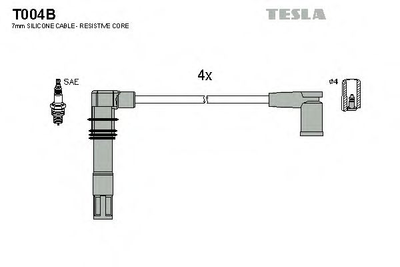 Кабель запалювання к-кт TESLA VAG 00- 1,4 Tesla (T004B)