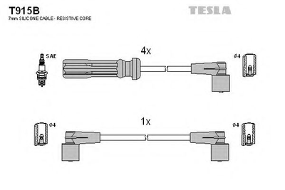 Кабель зажигания к-кт TESLA Volvo 740,940,960 85-98 2,0 Tesla (T915B)