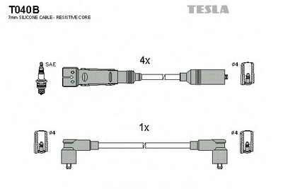 Комплект кабелей зажигания Tesla (T040B)