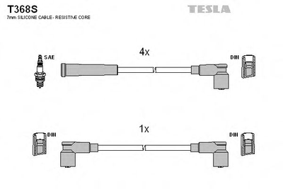 Кабель запалювання к-кт TESLA Skoda Favorit 1,3 -92 Tesla (T368S)