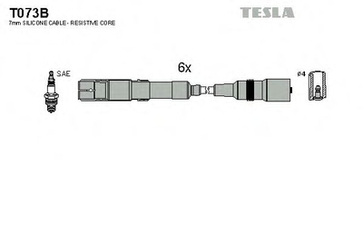 Кабель зажигания к-кт TESLA Аналог TES T869C Audi 92-00 2,6 Tesla (T073B)