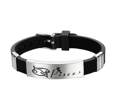 Силіконовий браслет Primo Zodiac - Pisces (Риби) - Black