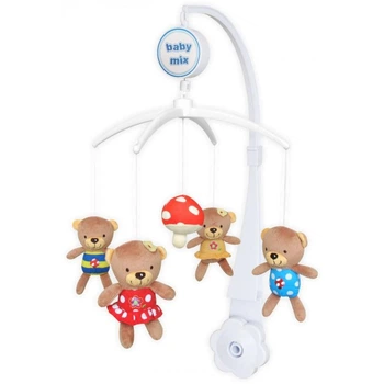 Мобиль для ребенка с рождения Baby Mix Мишки с плюшевыми игрушками, механический, мультицвет