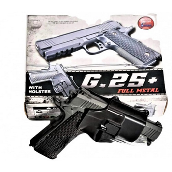 Дитячий пістолет на кульках "Colt 1911 Rail" Galaxy G25+ метал чорний з кобурою