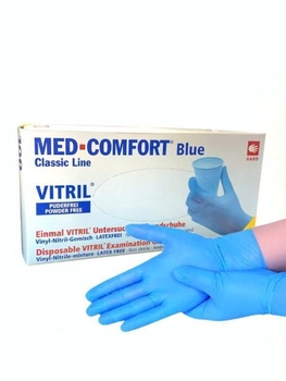 Перчатки нитрил-винил неопудренные Med-Komfort Vitril синие S 50 пар