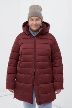 Подовжений жіночий пуховик Finn Flare FWB160132-304 Plus Size бордовий 4XL