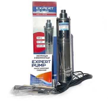 Насос занурювальний шнековий EXPERT PUMP 4QGD 2.1-100-0.55 для свердловини, колодязя, поливу