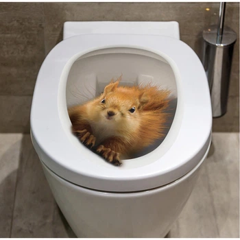Объёмная наклейка UKC для туалета с рисунком Squirrel 3DL528