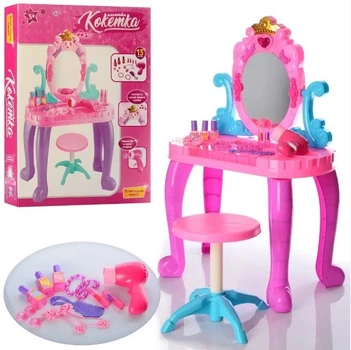 Детский столик трюмо для девочки LIMO TOY 661-39 стульчик, фен, музыка свет