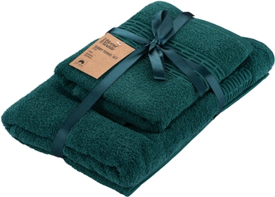Набор 2 махровых полотенца Ardesto для ванной 50х90+70х140 см Lotus Изумруд (ART2357EM)