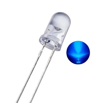 LED светодиод 3мм, 2.0 – 2.2В, 20мА, синий, белая линза, 5 шт.