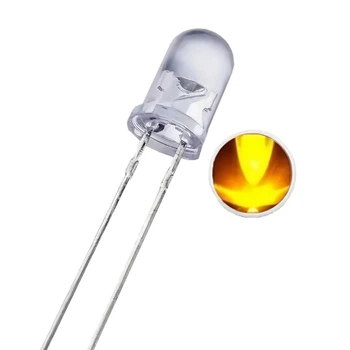 LED светодиод 3мм, 2.0 – 2.2В, 20мА, желтый, белая линза, 5 шт.