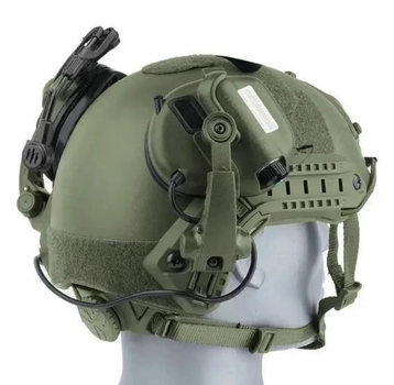 Активні тактичні навушники Earmor M32X Mark3 MilPro ORIGINAL Чебурашка на шолом, каску ( Олива )