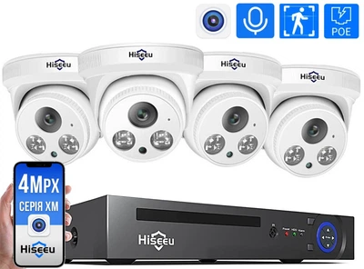 Комплект IP вiдеоспостереження Hiseeu на 4 внутрішні камери POE 4Мп