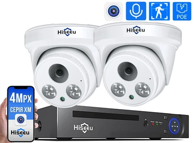 Комплект IP вiдеоспостереження Hiseeu на 2 внутрішні камери POE 4Мп