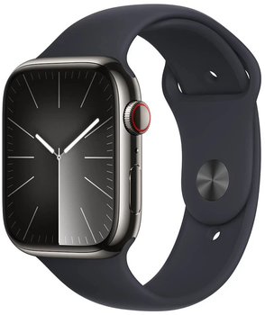 Смарт-годинник Apple Watch Series 9 GPS + Cellular 45mm Graphite Stainless Steel Case with Midnight Sport Band - M/L (MRMW3)