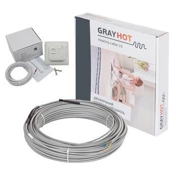 Нагревательный кабель GrayHot - 51 м, 752 Вт + механический терморегулятор