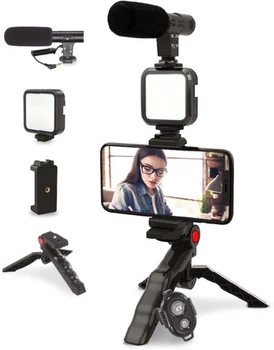 Комплект блогера Platinet vlog 4 in 1 set (мікрофон освітлювач утримувач трипод)