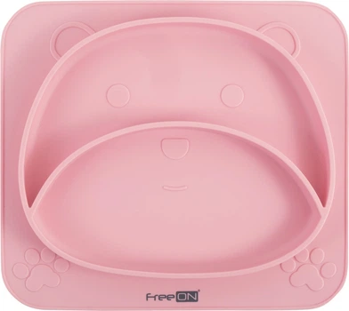 Силіконова тарілка дитяча FreeON Bear pink