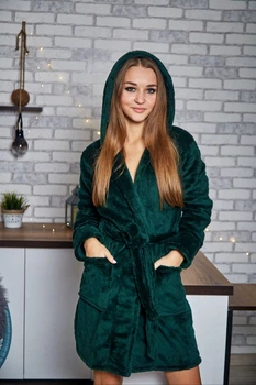 Халат женский махровый средней длины L изумрудный (1026)
